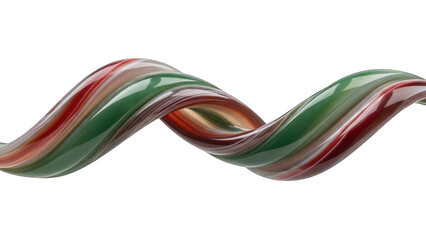 Abstract Swirl Ribbon Candy, Red Green White Swirls, Isolated on White Background