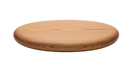 Natural Oak Wood Circle Platform, Round Wooden Base for Display, Isolated on White