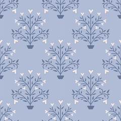 Seamless floral pattern with hearts