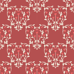 Seamless floral hearts decorative pattern