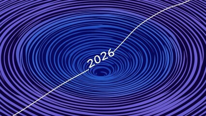 Abstract Vortex with Year 2026 in the Center.