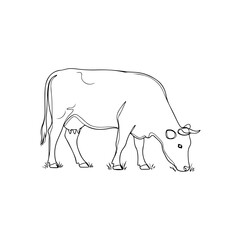 Line drawing of a bull isolated on transparent background