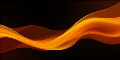 Abstract fire and smoke background featuring an orange wave design with flowing red flames and yellow light curves in a motion art illustration