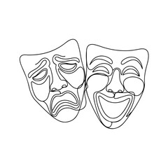Theatrical masks isolated on transparent background