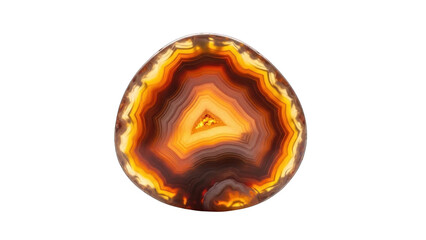 Polished Agate Slice with Concentric Bands of Orange, Brown, and Yellow