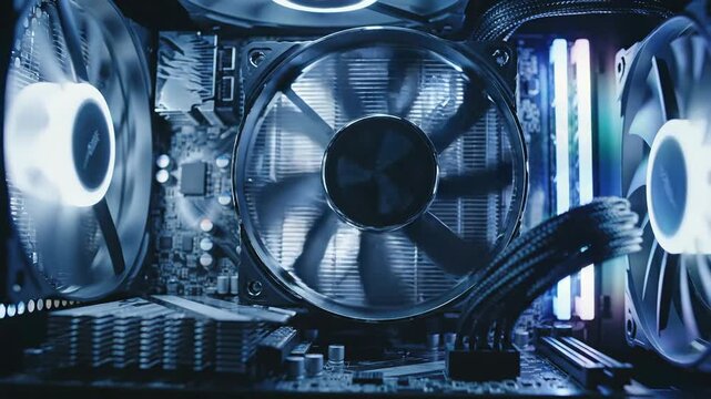 High-Performance PC Cooling System - Fans and RAM in Action.