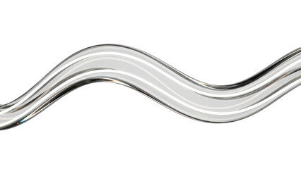 Abstract Wavy Liquid Flowing Transparent Tube, Isolated on White Background