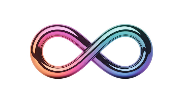 Glossy Gradient Infinity Symbol &ndash; 3D Tubular Design in Pink, Purple, Blue, and Orange