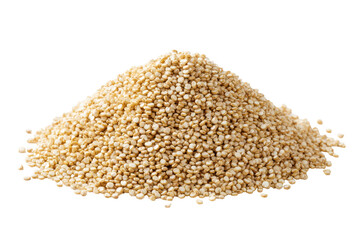 Pile of raw quinoa seeds isolated on transparent background. Pile of raw quinoa seeds with a natural texture and golden hue isolated on white background.
