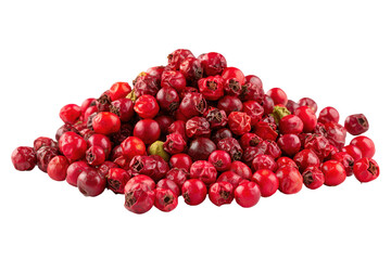 Pile of red cranberries isolated on transparent background. Pile of bright red cranberries isolated on white background.
