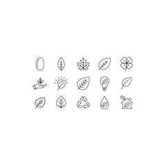 Nature and sustainability icons isolated on transparent background