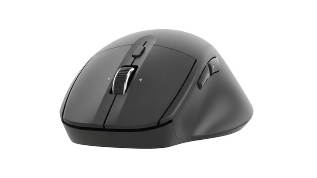 Ergonomic computer mouse isolated PNG on transparent background, wireless office equipment for comfortable work and precise navigation