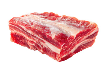 Raw beef short ribs stacked isolated on transparent background. Raw beef short ribs ready for grilling isolated on white background.