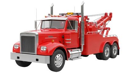 Red tow truck PNG isolated on transparent background, vintage wrecker vehicle for roadside assistance and recovery services © Irina