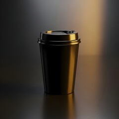 Sleek Black Coffee Cup with Golden Reflections disposable cup