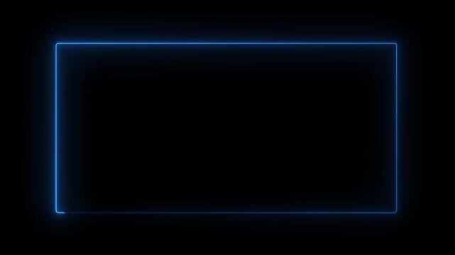 Seamless loop animation rectangle frame 4K video motion graphic. Animated borders frame glowing neon lights loop animation . Abstract glowing rectangle blue in 4k.