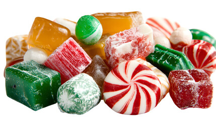 A colorful assortment of delicious fruit jelly candies and gummy treats filled with sugar is displayed in a clear glass for a tasty sweet snack
