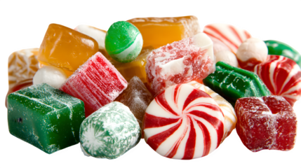 A colorful assortment of delicious fruit jelly candies and gummy treats filled with sugar is displayed in a clear glass for a tasty sweet snack