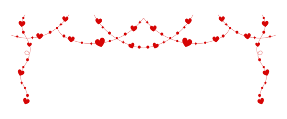 Red love heart rain fall for valentine day transparent background