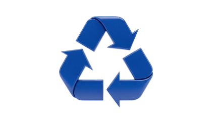Blue recycling symbol PNG isolated on transparent background, eco-friendly concept for environmental protection and sustainable development