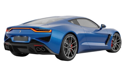 Obraz premium Sleek blue sports car isolated PNG, modern automotive design with aerodynamic features for transportation and high-performance vehicle concepts