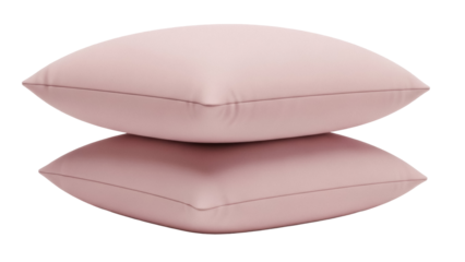 Stack of two pink pillows isolated PNG on transparent background, soft cushions for bedroom decor and comfortable sleep