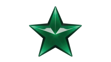 Obraz premium Emerald green star PNG isolated on transparent background, shiny five-pointed star shape for graphic design and decoration use