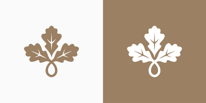 Three oak leaf vector logo design with modern, simple, clean and abstract style.