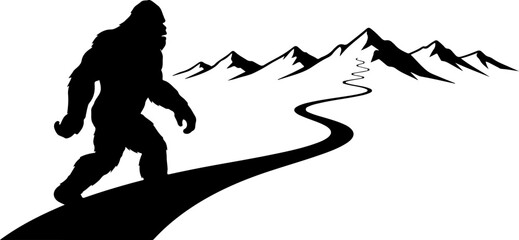 Mysterious Bigfoot Walking Through Rocky Mountain Peaks