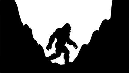 Mysterious Bigfoot Walking Through Rocky Mountain Peaks