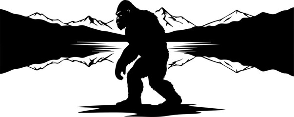 Mysterious Bigfoot Walking Through Rocky Mountain Peaks