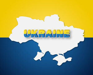 Obraz premium Vector illustration of Ukraine map with national flag colors and bold typography, patriotic country symbol representing independence, unity, freedom, sovereignty and modern geopolitical identity