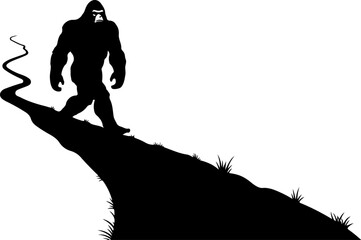Mysterious Bigfoot Walking Through Rocky Mountain Peaks
