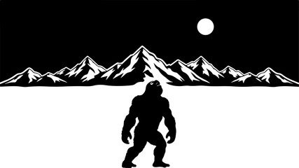 Mysterious Bigfoot Walking Through Rocky Mountain Peaks