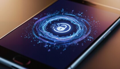 Close-up of shimmering smartphone interface with glitching pixels and unlocked icon symbolizing security override, data fragments, and digital resilience.