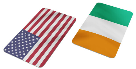 Fototapeta premium Flags of the United States and Ireland Displayed Side by side as a Symbol of Bilateral Relations and Diplomatic Connection