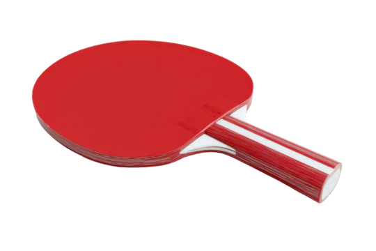 Red ping pong paddle isolated on transparent background. Red ping pong paddle ready for a competitive table tennis match isolated on white background. - Powered by Adobe