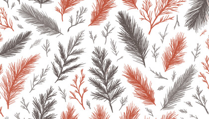 pine needle and feather vector seamless pattern background © ArtCommercial