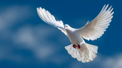Fototapeta premium White dove soaring in the sky