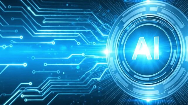 Artificial intelligence concept with a glowing circular design and digital circuitry