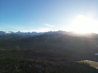 Poronin - Polska - piękny widok na Tatry Polskie i Słowackie z Poronina