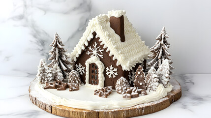 Festive Christmas Gingerbread House Dessert Decoration for Holiday Celebration