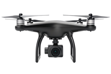 A flying drone isolated on transparency background