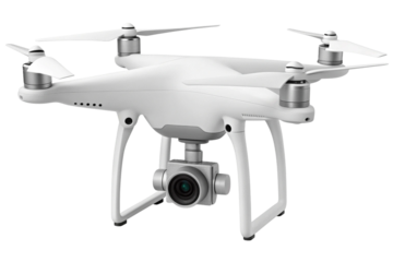 A flying drone isolated on transparency background