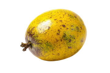 Ripe yellow passion fruit with brown spots isolated on transparent background. Ripe yellow passion fruit with brown spots isolated on white background.