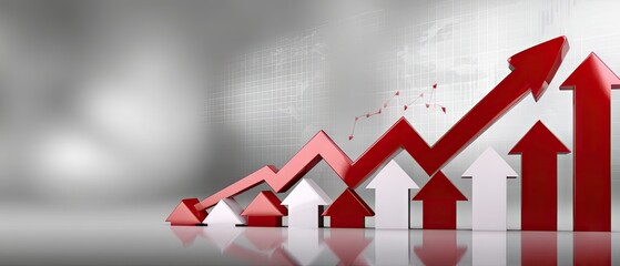 Red growth arrow on digital background showing stock market trends and financial progress for investment ideas and business strategies in today's economy