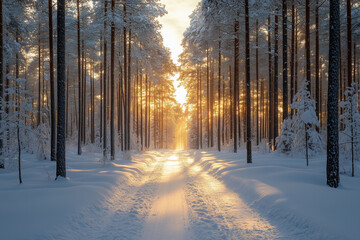 Winter forest. Beautiful snow winter landscape. Winter landscape. Beautiful wintry landscape