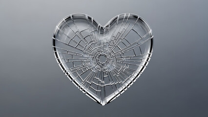 Intricately carved heart shaped crystal or glass object with detailed patterns