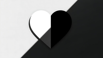 Broken heart silhouette with light and dark contrast