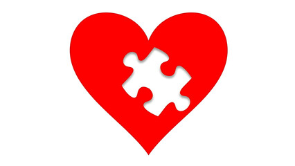Heart with a puzzle piece symbolizing love and unity